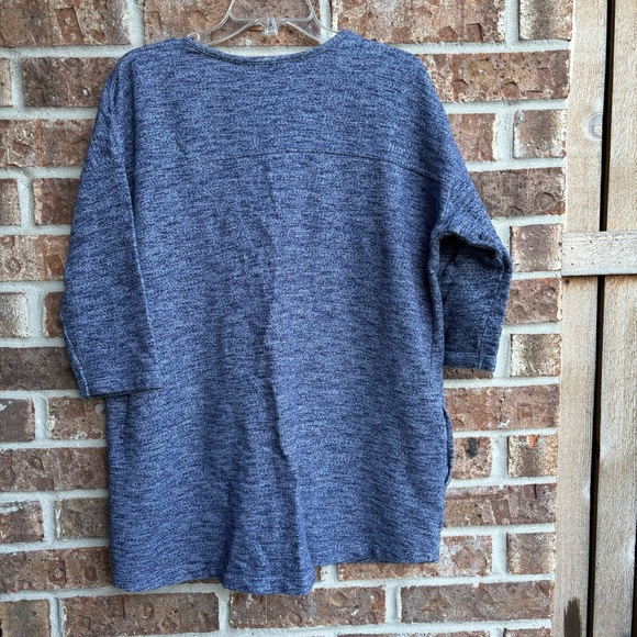 Soft Surroundings Blue Heather Marled French Terry Tunic Top Oversized pockets - Picture 5 of 5
